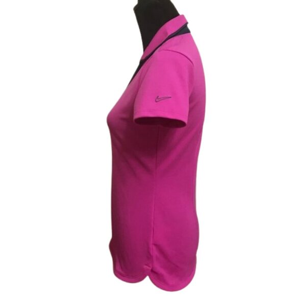 Nike Women's Nike Golf Tour Performance Fuchsia Dri-Fit Short Sleeve Pullover - Picture 3 of 9